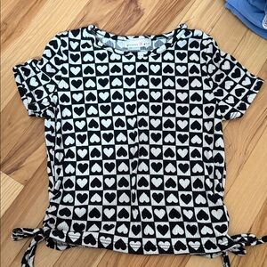 Black and White Heart Patterned Top